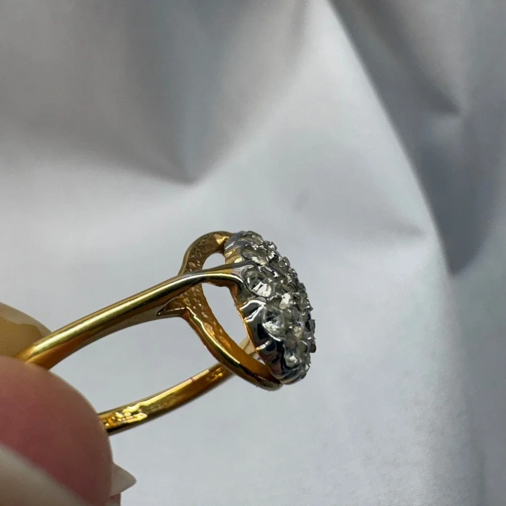 Unbranded Cluster Ring Womens Size 7.5 Gold Good 14k Gold Filled Oval Pave